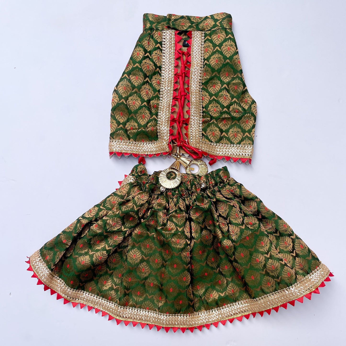 Green Brocade Lehenga