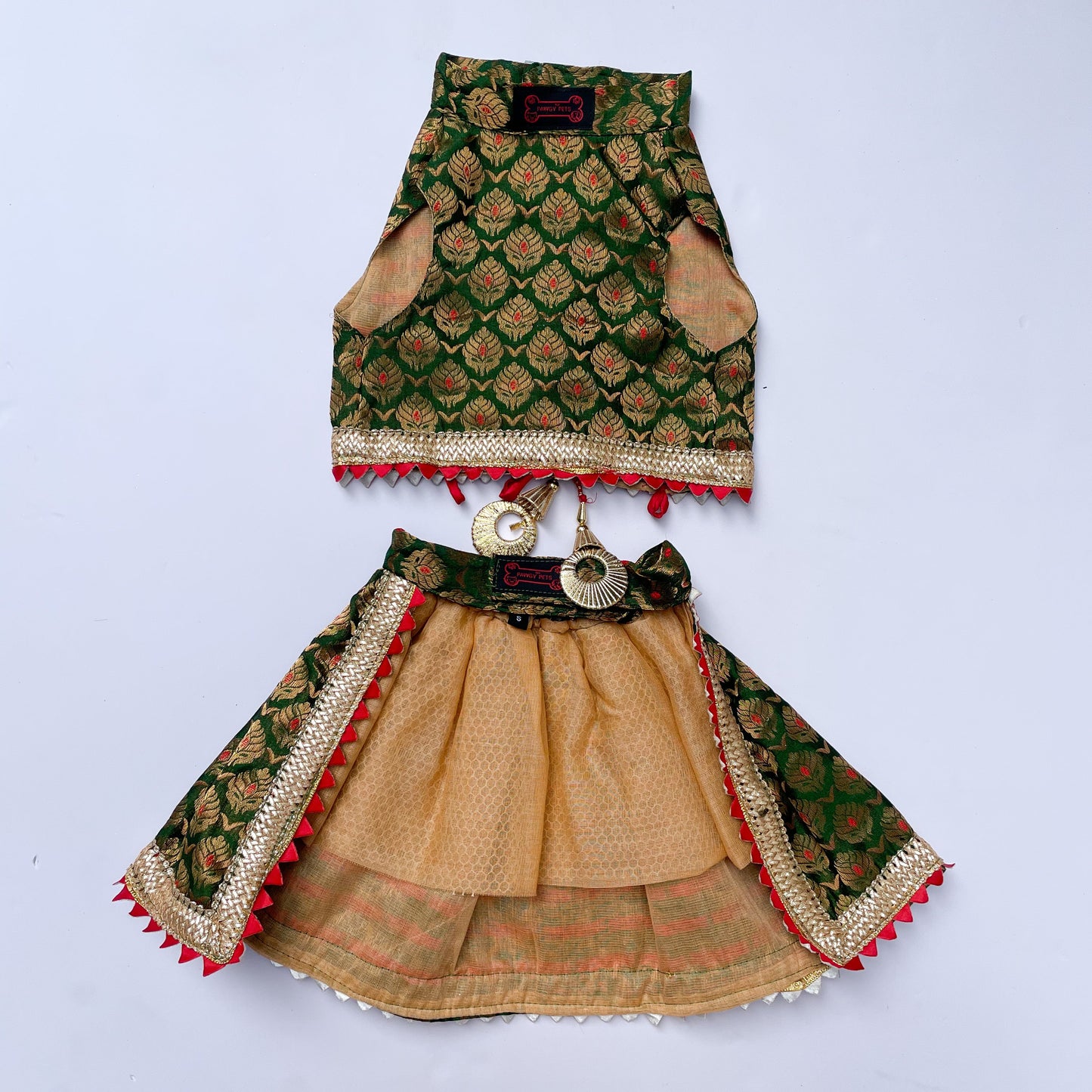 Green Brocade Lehenga