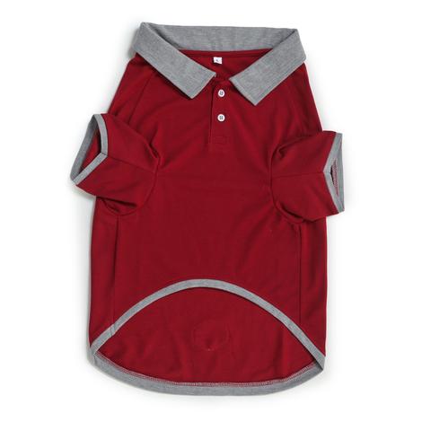 front side of maroon & grey polo t-shirts for dogs