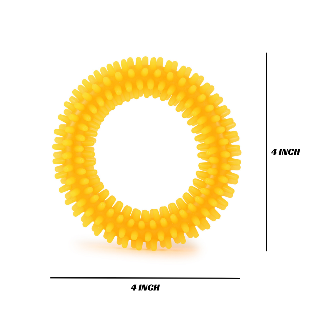 BASIL Dog Chew Toy, Spiked Ring (Orange)