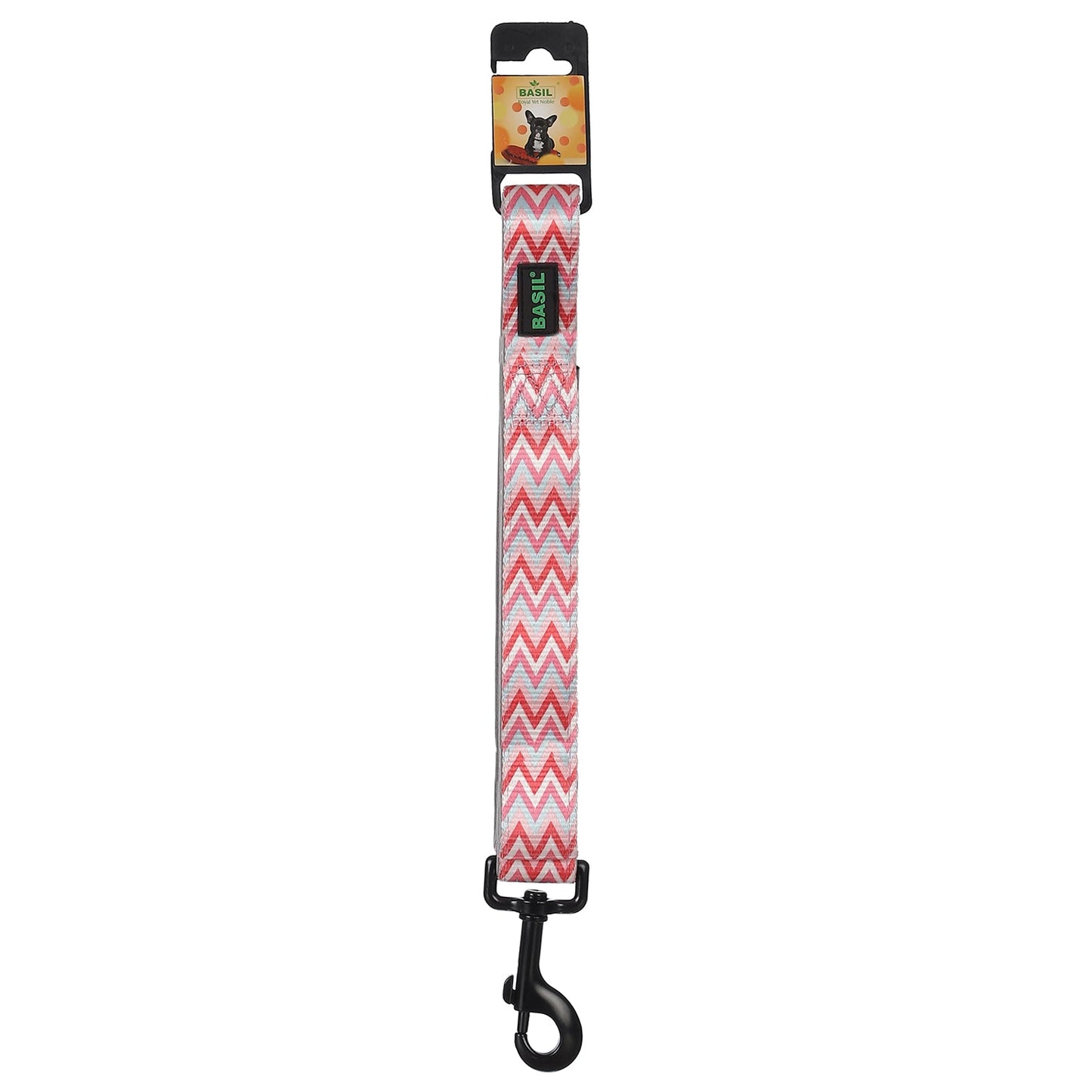 BASIL Zig-Zag Padded Leash for Dogs & Puppies (Red)