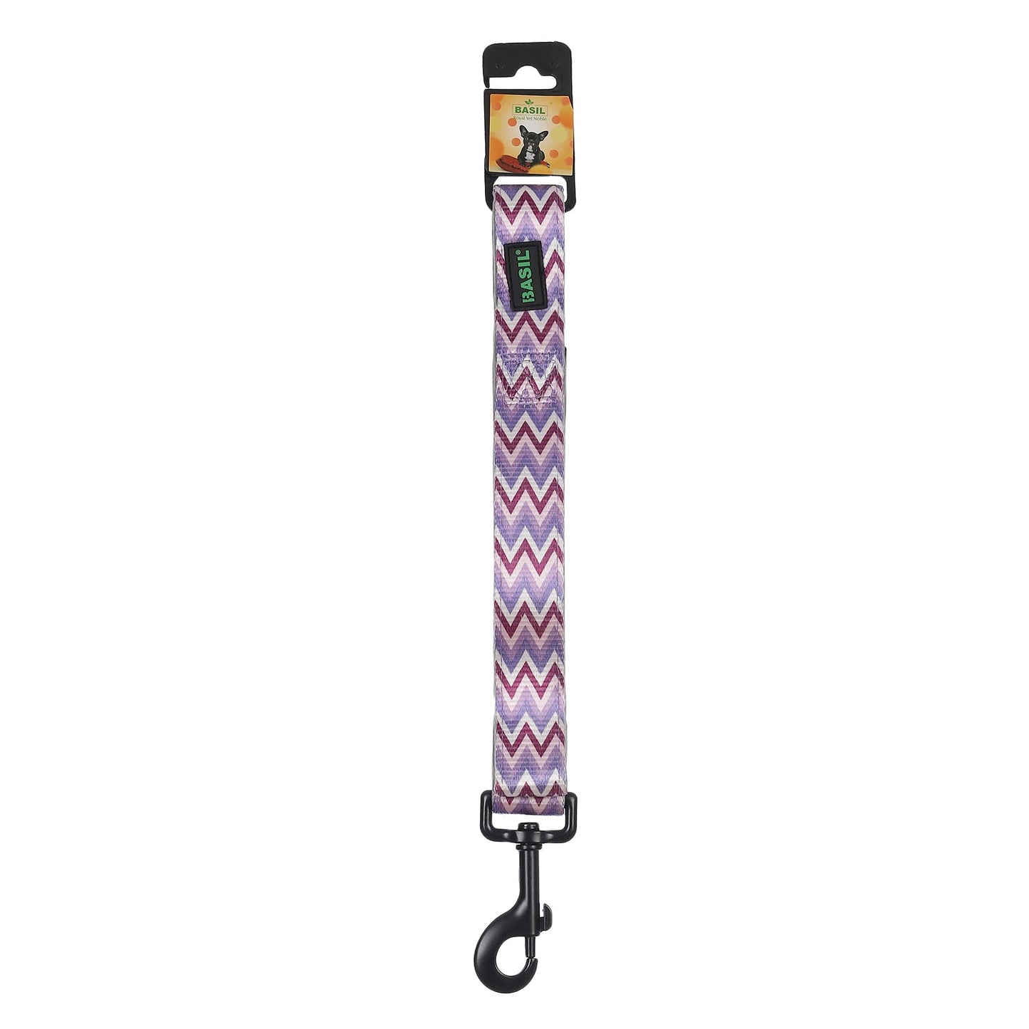 BASIL Padded Adjustable Pet Collar, 4 Ft Leash & Harness (Zig Zag, Purple)