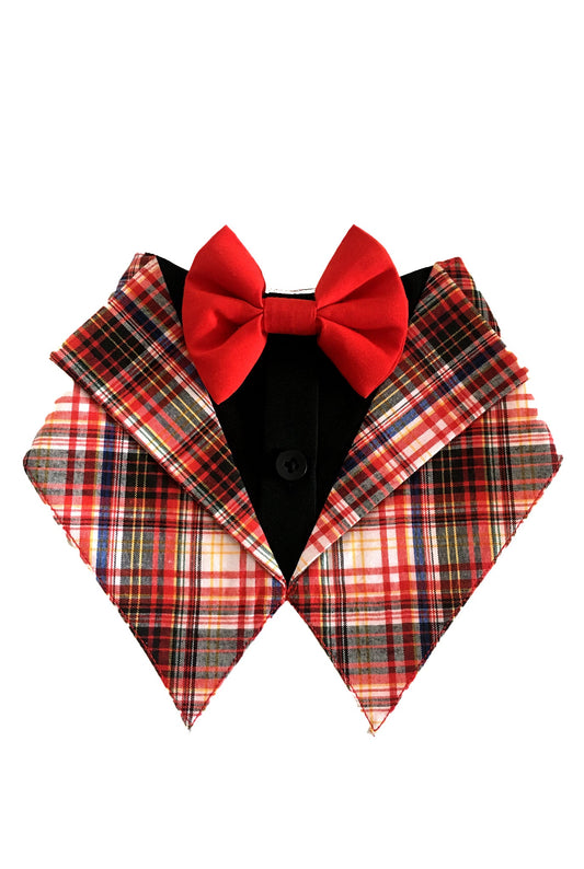 Red Check Tuxedo Vest Bandana