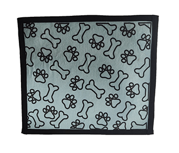 smoke blue coloured paw and bone printed dog mat