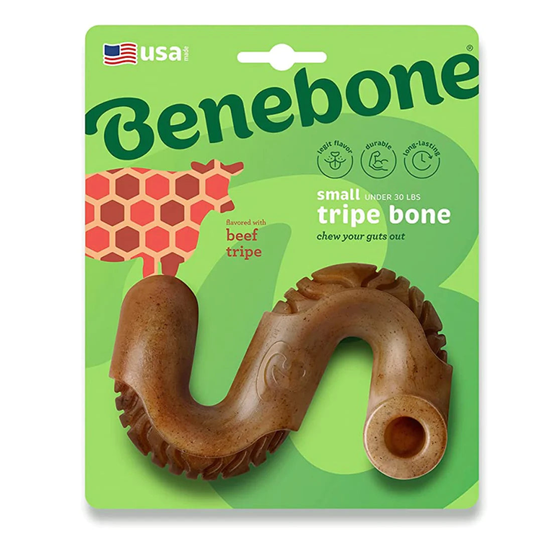 Benebone Tripe Bone Durable Dog Chew Toy for Aggressive Chewers, Real Tripe