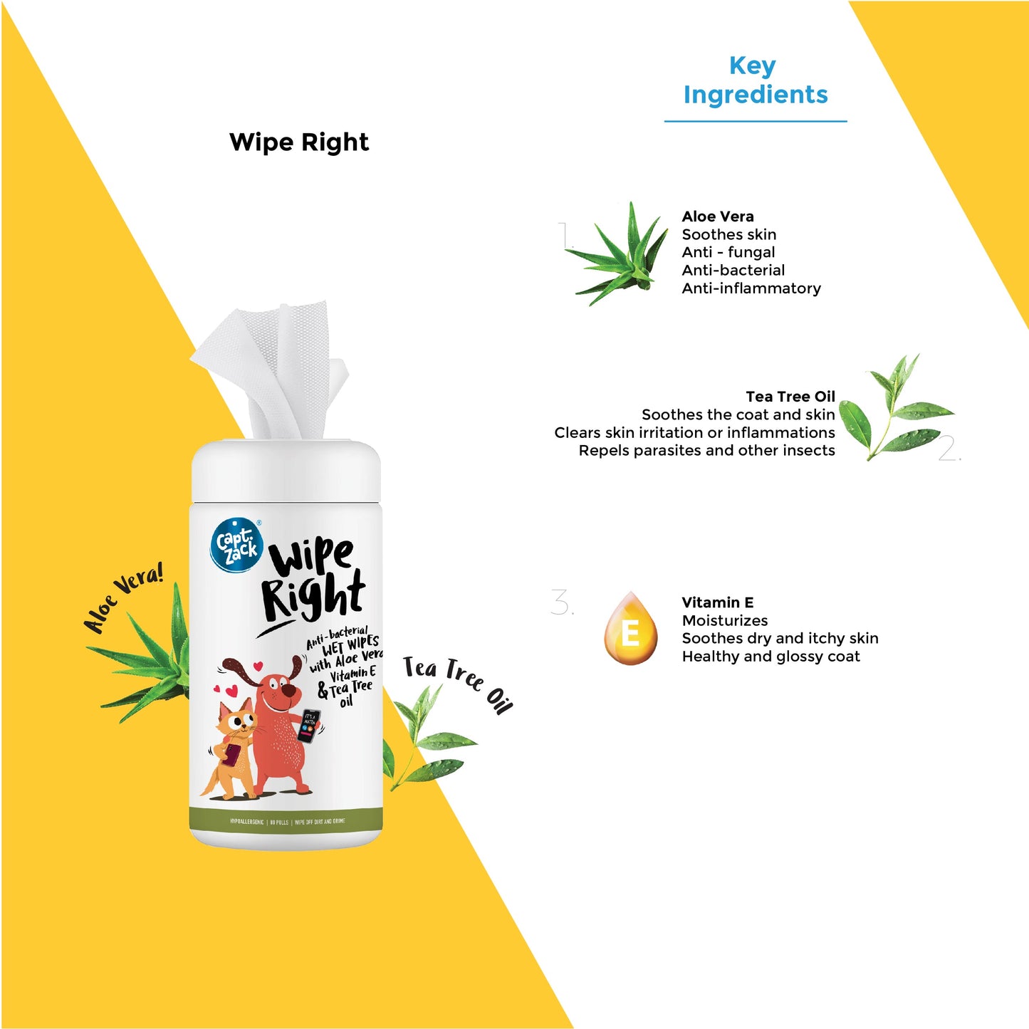 Wipe Right Anti-Bacterial Wet Wipes For Dogs & Cats