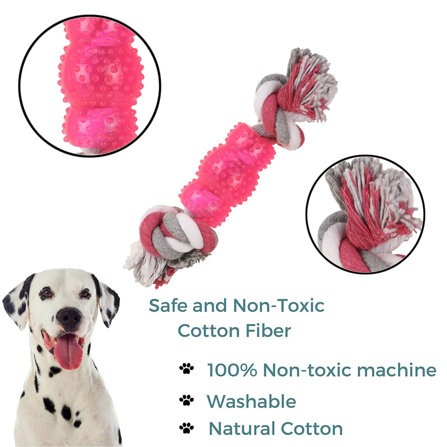 BASIL Pure Cotton Rope Toy for Dogs & Puppies (Pink)