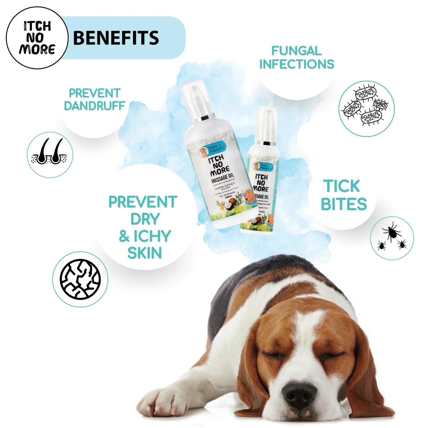 Itch No More Massage Oil for Dog, 100 ml - Papa Pawsome